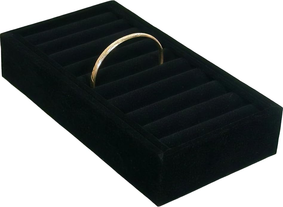 FindingKing Black Cuff Bangle Bracelet Watch Insert Display