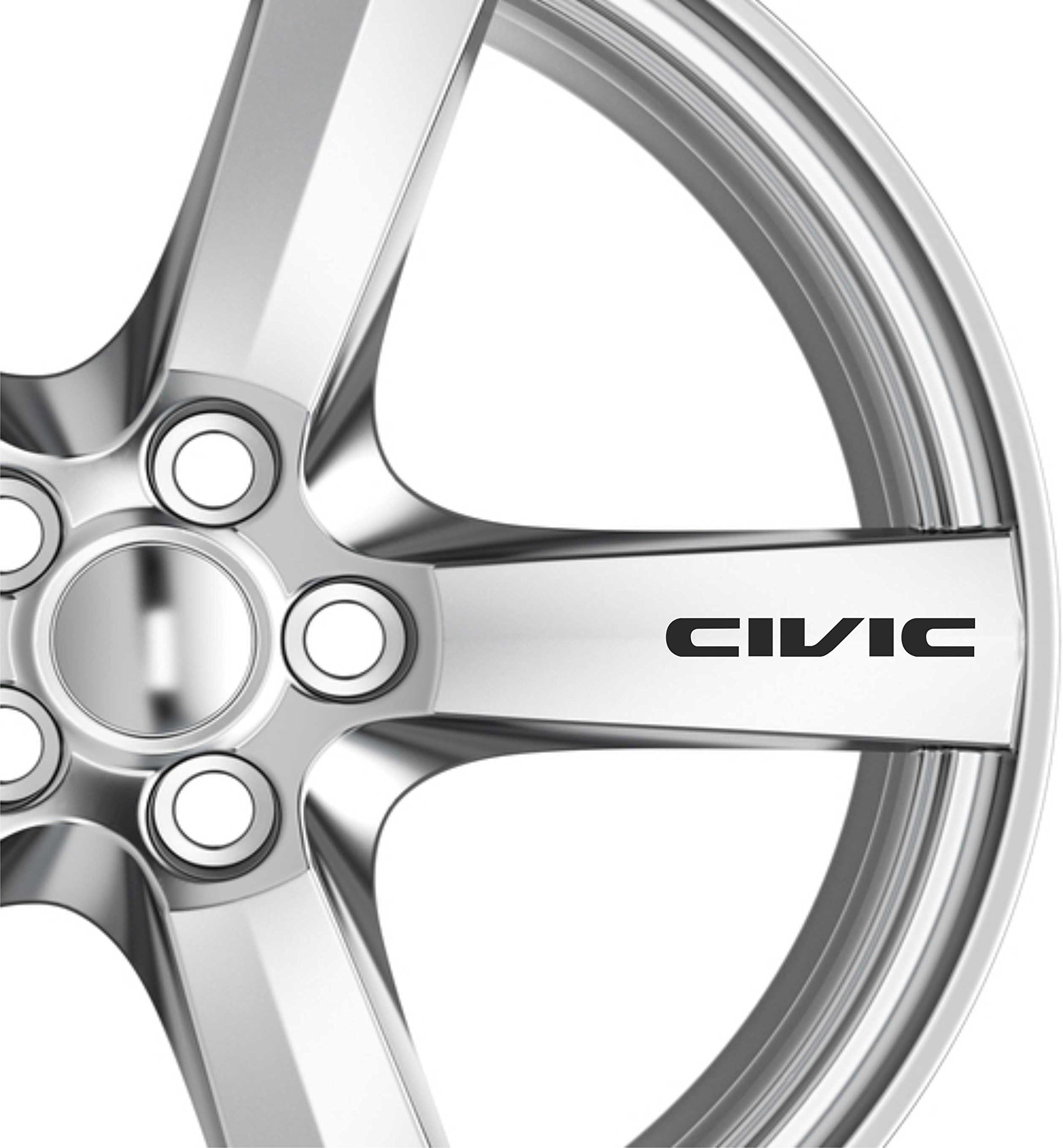 8 x Civic Alloy Wheels Decals Stickers Adhesives Car Sticker
