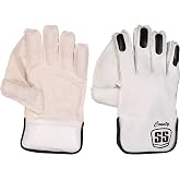 SS Cricket County Wicket Keeping Gloves &amp; Match Inner Gloves Combo - Adult Size, Multiple Colors to Choose from (Blue, White, Navy, Red)
