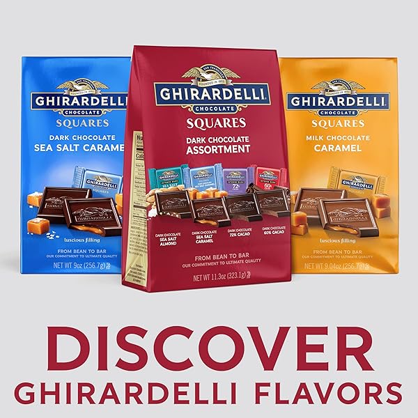 GHIRARDELLI PREMIUM DARK CHOCOLATE SQUARES ASSORTMENT, 11.3 OZ BAG (PACK OF 3), PREMIUM ASSORTED DARK CHOCOLATE CANDY INDIVIDUALLY WRAPPED