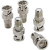 BNC to F Connector, 5-Pack BNC Male to F Female Adapter, RG6, RG59 Coax Connector for Scanner, CCTV Camera