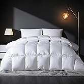 DOWNSTORIA Feather Down Comforter King Size Duvet Insert, Light Weight True Baffle-Box Noiseless Bedding Comforters, Soft Hotel Collection Bed Comforter, Medium Warmth - White, 106 X 90 in.