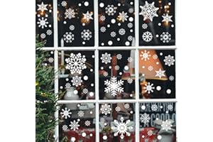 AOWDIAO Christmas Decorations 480 Pcs Snowflakes Window Clings 8 Sheets Snowflakes Decor Double-Sides Christmas Window Glass Stickers Decals for Home Party Supplies