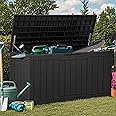 YITAHOME 80 Gallon Resin Deck Box, Weather Resistant Outdoor Storage Box, Lockable Indoor Outdoor Storage for Supplies and Essentials, Black