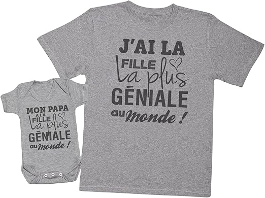 Zarlivia Clothing Mon Papa A La Fille La Plus Geniale Au Monde Creez Votre Ensemble Coffret Cadeau Articles Assortis Papa Bebe T Shirt Homme Body Bebe Vendus Separement Amazon Fr