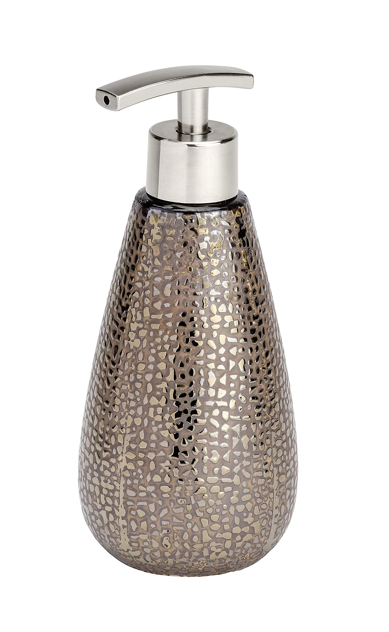 Wenko Soap Dispenser Marrakesh of Ceramic, Brown, 8 x 8 x 18.6 cm
