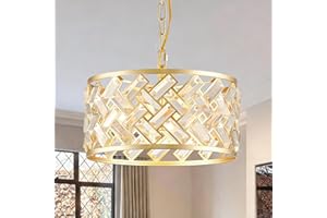 Kvhiiw Gold Crystal Chandelier,3-Light Morden Dining Room Light Fixture,12.6" Small Round Pendant Light for Bedroom Kitchen F