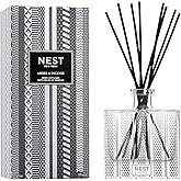 NEST New York Reed Diffuser, Amber & Incense - 5.9 fl oz - Fragrance for Up to 90 Days - Reusable, Refillable Glass Holder - Includes 8 All-Natural Reed Sticks - Flame Free
