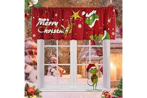 SUNWISHA Christmas Window Curtain Valances Decoration,Suitable for Living Rooms, Bedrooms, 52x18inch for Valance Kitchen Red