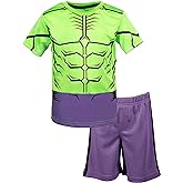 Marvel Avengers Captain America Iron Man Venom Hulk Cosplay Athletic T-Shirt and Shorts Outfit Set Toddler to Little Kid