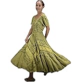 Agan Traders Women's 2025 Winter Bohemian Gothic Flared Short Sleeve Embroidered Corset Tea Length Dress Gown