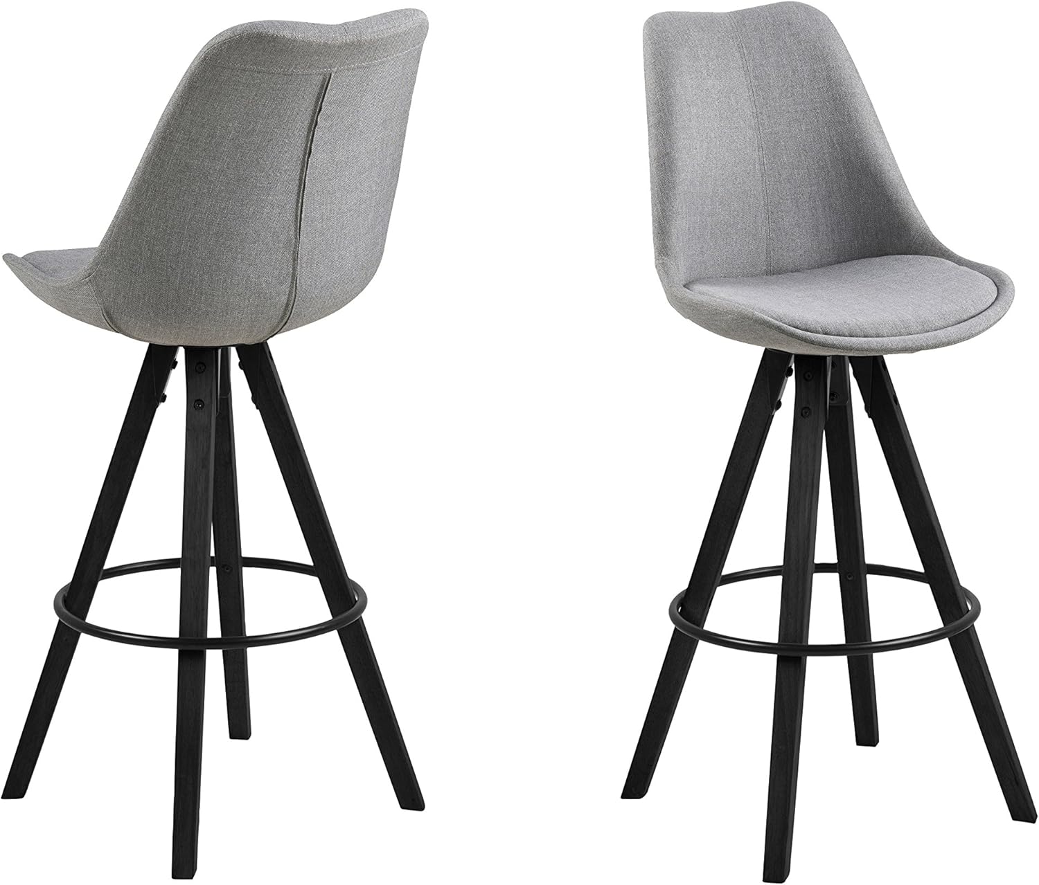 AC Design Furniture Bar Stool, Fabric, Light Grey/Black, B 48,5 x T55