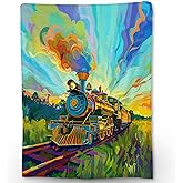 Ti Caldi Watercolor Train Blanket, Soft Flannel Colorful Throw Blanket for Couch, Bed, Travel & Home Decor, Cozy Lightweight Warm Fluffy Fuzzy Blankets for Adults Kids 60×50 in