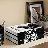 Motivational Desk Decor Set of 3 Decorative Books for Home Office Decor Black and White Faux/Fake Books for Decoration Storag