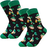 OBUSATT 2 Pairs St .Patricks Day Socks Bulk Irish Men Novelty Cotton Socks Shamrock Crew Dress Decrations for Women Men Gift Parade Costume Accessories