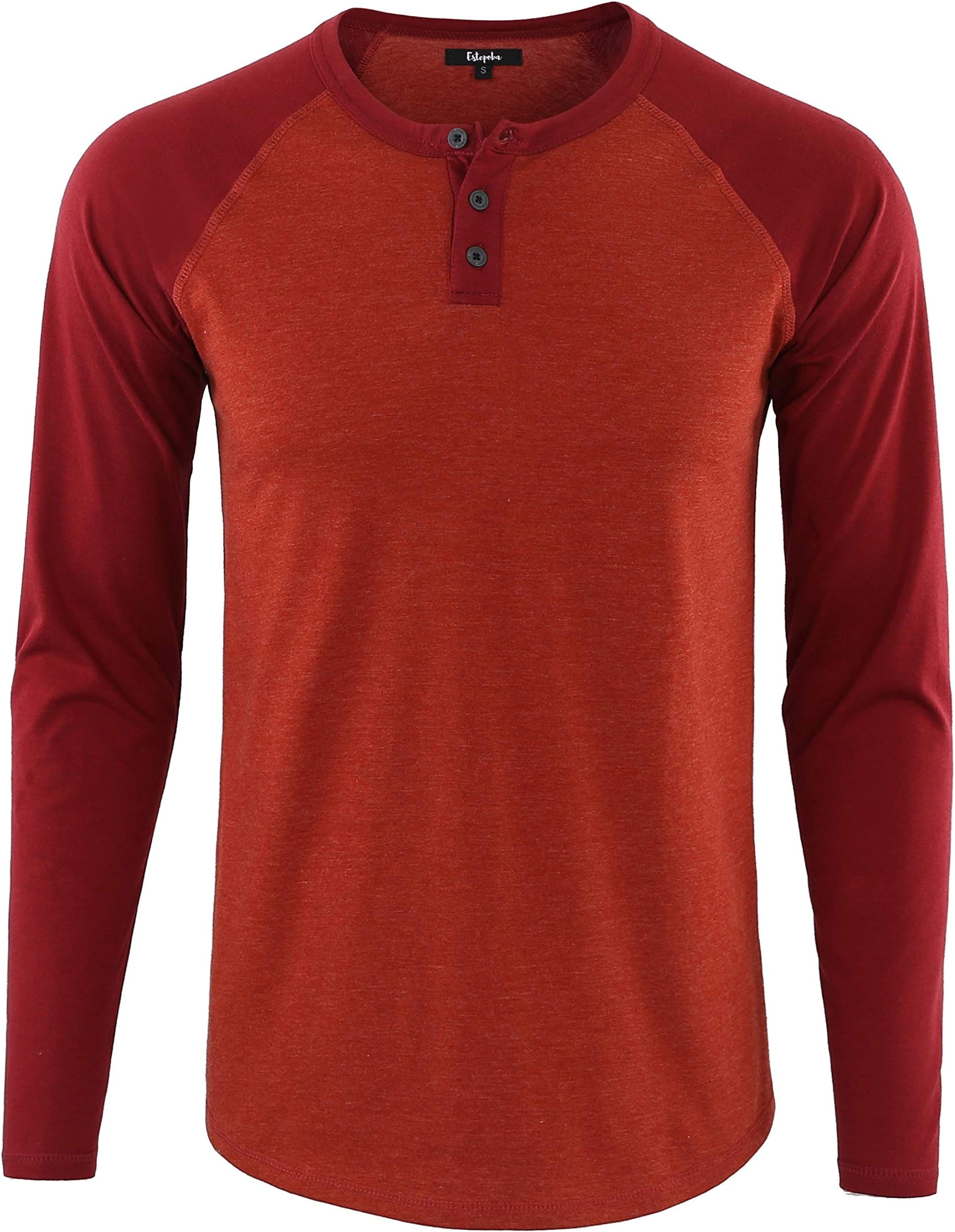 Estepoba Mens Athletic Regular Fit Long Sleeve Active Henley Shirt Baseball Tee