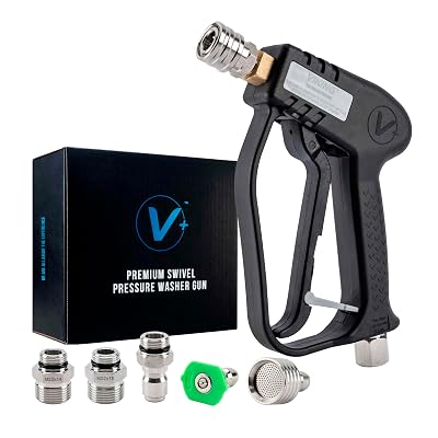 VIKING Premium Swivel Pressure Washer Gun, Short Handle with ¼” Quick Connect for a Gas or Electric Pressure Washer, Includes 3 Adapters and 2 Nozzles for Car Cleaning Kit
