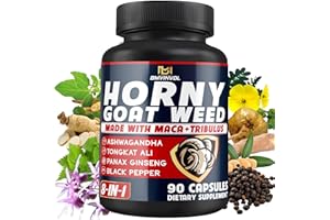 BMVINVOL Horny Goat Weed for Men - Extra Strength Supplement with Maca, Ginseng, Tribulus Terrestris, Ashwagandha - 90 Capsules