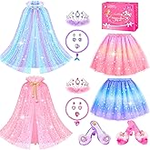 Jeowoqao Princess Dress Up, Dress Up Clothes for Girls Princess's Toys Set with Princesses Capes Shoes Dress Jewelry, Birthday Christmas Gifts for Toddles Girls 3 4 5 6 Years