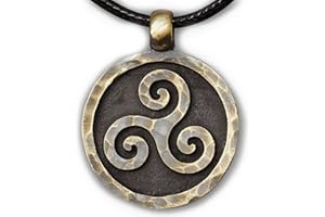 Celtic Triskelion Triskele Spiral of Life Pendant with sring (Brass, Ancient Looking)