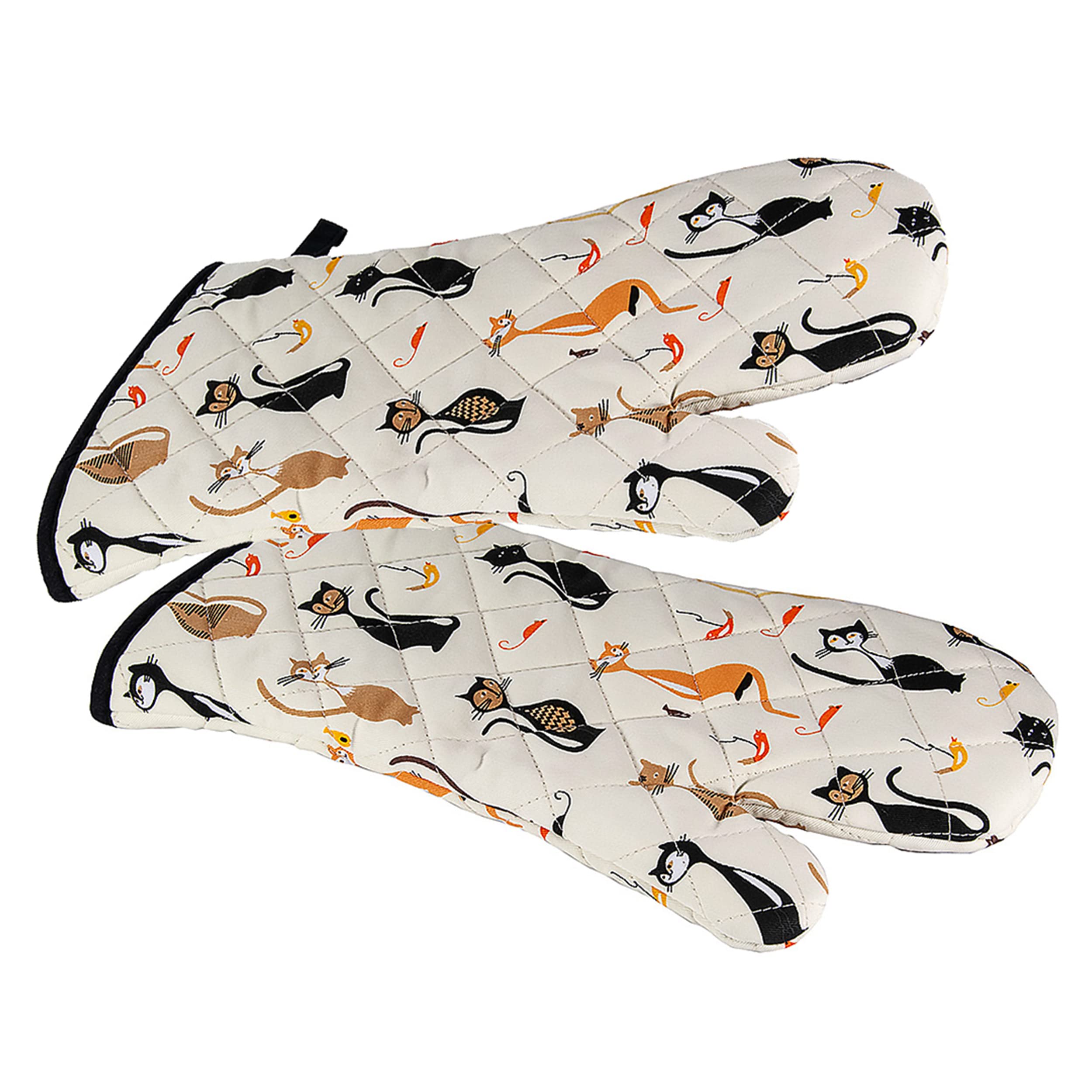 SPOTTED DOG GIFT COMPANY Oven Gloves Heat Resistant Oven Mitts Potholders for Grilling, Cooking, Baking, Microwave - Cute Black Cat Themed Kitchen Accessories and Gifts for Cat Lovers Women Men