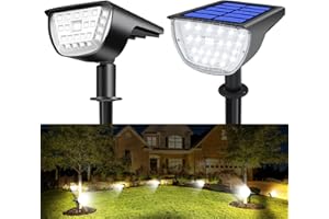 AOMIL 32LED Solar Spot Lights Outdoor, Spot Lights Outdoor, Solar Flood Lights Outdoor, Solar Spot Lights for Outside Waterproof IP65, Outdoor Lights for Yard,Garden,Walkway (2 Pack(Cool White))