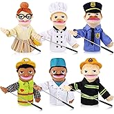 6 Pcs Role Play Hand Puppets Profession Worker Entrepreneur Plush Toys Role-Play Toy Puppets for Kids Storytelling Imaginative Pretend Play Teaching Preschool(Essential Workers)