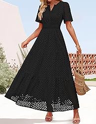 ZESICA Women's 2025 Summer Short Sleeve Maxi Dress