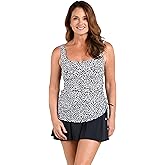 Shirred Skirted Swim Dress One Piece Swimsuit