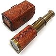 Mini Pirate Spyglass Telescope Brass Collapsible Hand Telescope Vintage Telescope Pirate Decor Brass Decorative Gifting Spyglass for Kids Travellers Adventure Enthusiasts, Collectible 6''
