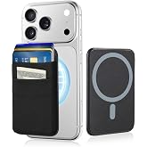 Senose Compatible for Magsafe Wallet, 6 Card Holder, Slim &amp; Stretchy, Black | Magnetic Phone Wallet for Back of Phone Compatible for iPhone 17/16/15/14/13/12 Series, Magnet Sticker Included