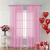 Chyhomenyc Light Pink Sheer Curtains 84 Inch Length 2 Panels, Light Filtering Cute Voile Pink Window Curtain Drapes for Girls Room，Each 42Wx84L Inches