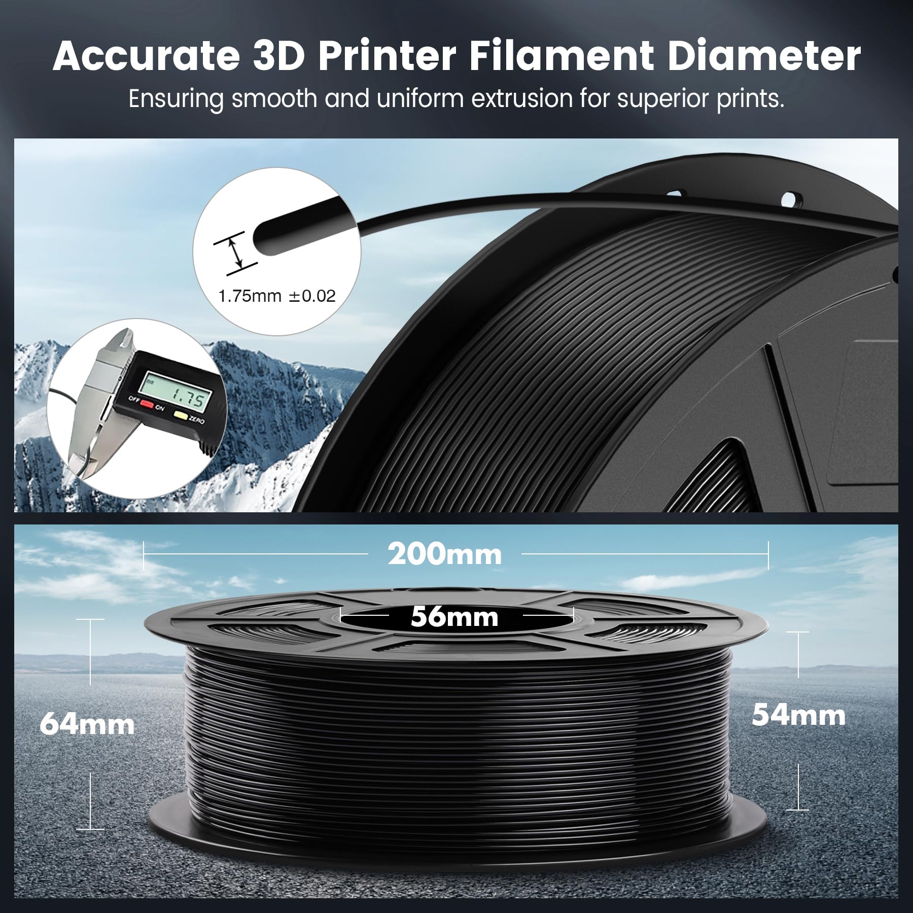 SUNLU PLA Filament 1.75 mm, 3D Drucker Filament PLA Schwarz 1KG 5