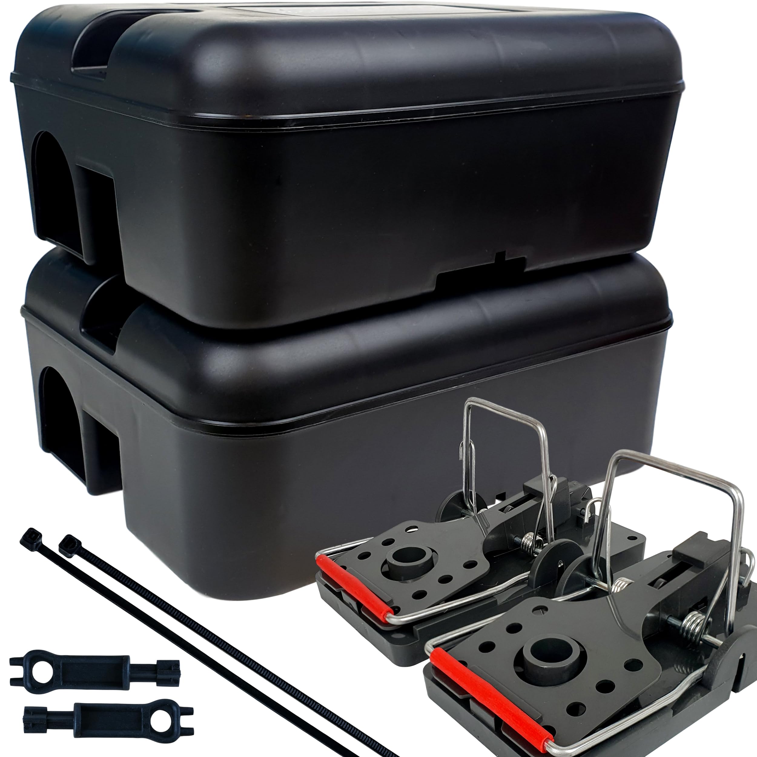 ROSHIELD 2 x External Rat Snap Trap Control Protector Box - Rodent Safety Kit for Gardens, No Poison Solution - Green Professional Quality