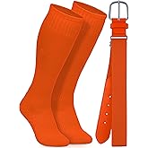 Gnodio Baseball Socks and Belt Combo Set Cotton Boys Adjustable Baseball Softball Socks and Belt for Boys Girls