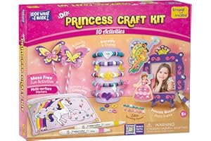 Imagimake Princess Craft Kit | 10 Mess-Free DIY Activities | Bracelet Making Kit, Unicorn Pouch, Butterfly Wands & Photo Frame | Girls Toys Age 6-8 | 5,6,7,8,9,10,11,12 Year Old Girl Birthday Gifts