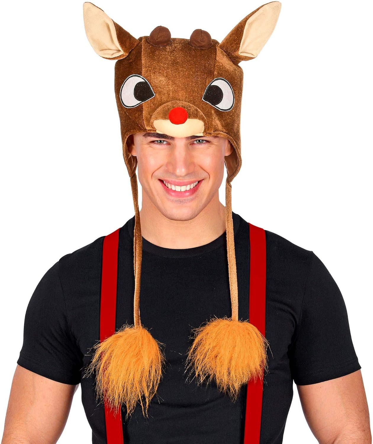 WIDMANN 09772 Plush Reindeer Hat, Rudolph, Reindeer, Christmas, Santa Claus, Hat, Headpiece, Accessory, Carnival, Theme Party Brown - Image 5