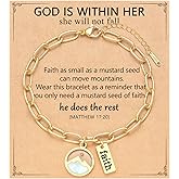 Eryuor Move Mountains-Gold Mustard Seed Faith Bracelet Catholic Christian Easter Christmas Birthday Gifts for Women Her