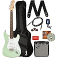 Fender Squier Sonic Stratocaster - Surf Green Bundle with Frontman 10g Amp, Gig Bag, Cable, Strap, Tuner, Fender Play, Picks, and Austin Bazaar Guitar DVD