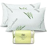 OMEO 2 Pack King Size Rayon Derived from Bamboo Pillow for Sleeping Shredded Memory Foam Bed Pillows for Side, Back and Stomach Sleepers, Soft, Cooling, Adjustable and Washable Cover 20" x 36"