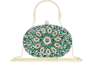 MAIRLOM Rhinestone Clutch Purses for Women Evening Wedding Formal - Round Pearl Clasp Handbag - Crystal Diamond Bag