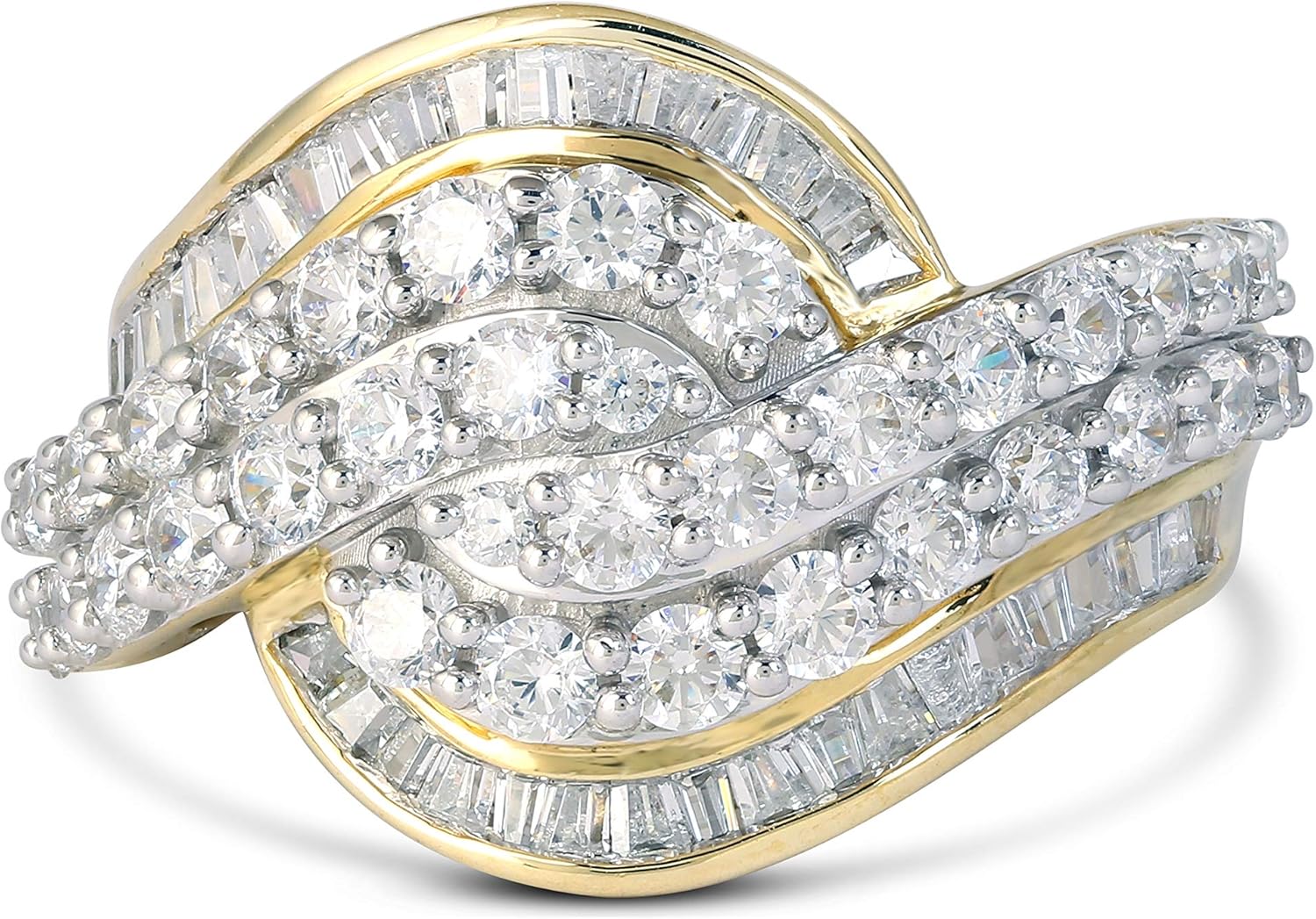 Amazon.com: 10K Yellow Gold 2CT TDW Diamond Baguette and Round cut