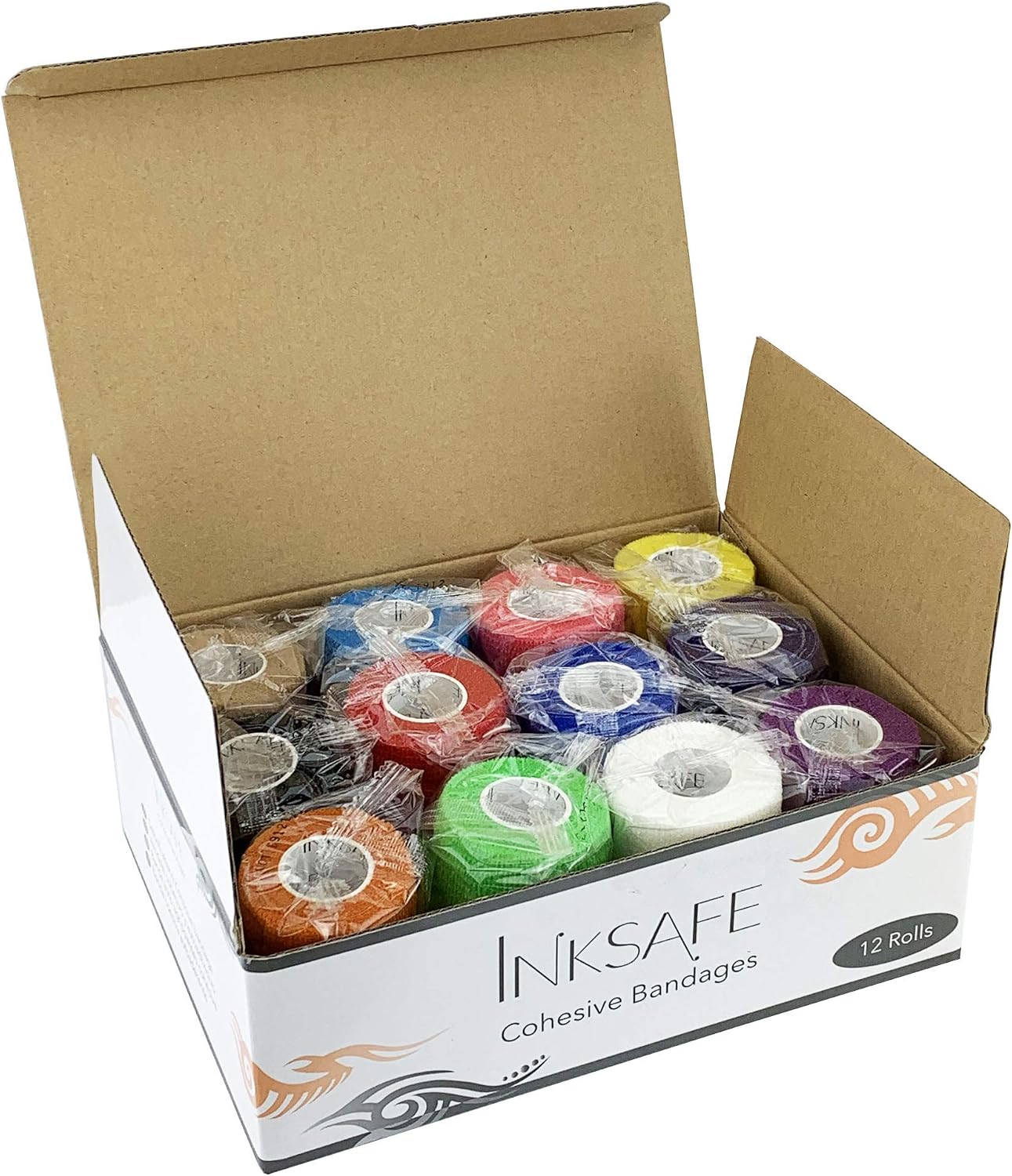 Inksafe Assorted Colours Self Adherent Cohesive Bandages 7.5cm x 4.5m Box of 12, Uses Include Vet Wrap - Image 3