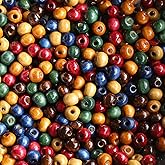 ToBeIT 1000pcs Assorted Color Wooden Beads 8mm Round Paint Wood Bead Bulk Spacer Bead Fall Rustic Farmhouse Large Hole Wooden Beads for Jewelry Making, DIY Crafts Beading(8mm)
