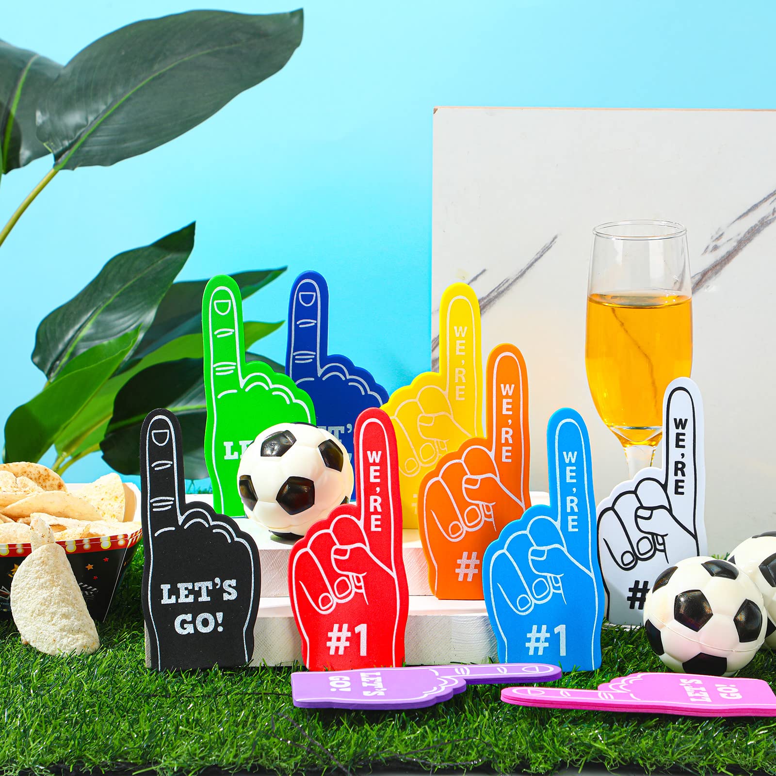 100 Pieces Mini Foam Finger #1 Sports Fan Foam Finger Sport Party Favors Basketball Baseball Football Soccer Team Cheerleader Gifts for Sporting Events Games Birthday Party Supplies
