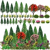 32pcs Model Trees Mixed Model Flower Trees Tree Artificial Fake Mini Flower Decorations for DIY Crafts Landscape Train Railroad Scenery Diorama Supplies