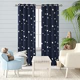 Deconovo Star Printed Thermal Blackout Curtains Eyelet Top Navy 52 x 72 1 Pair view 2