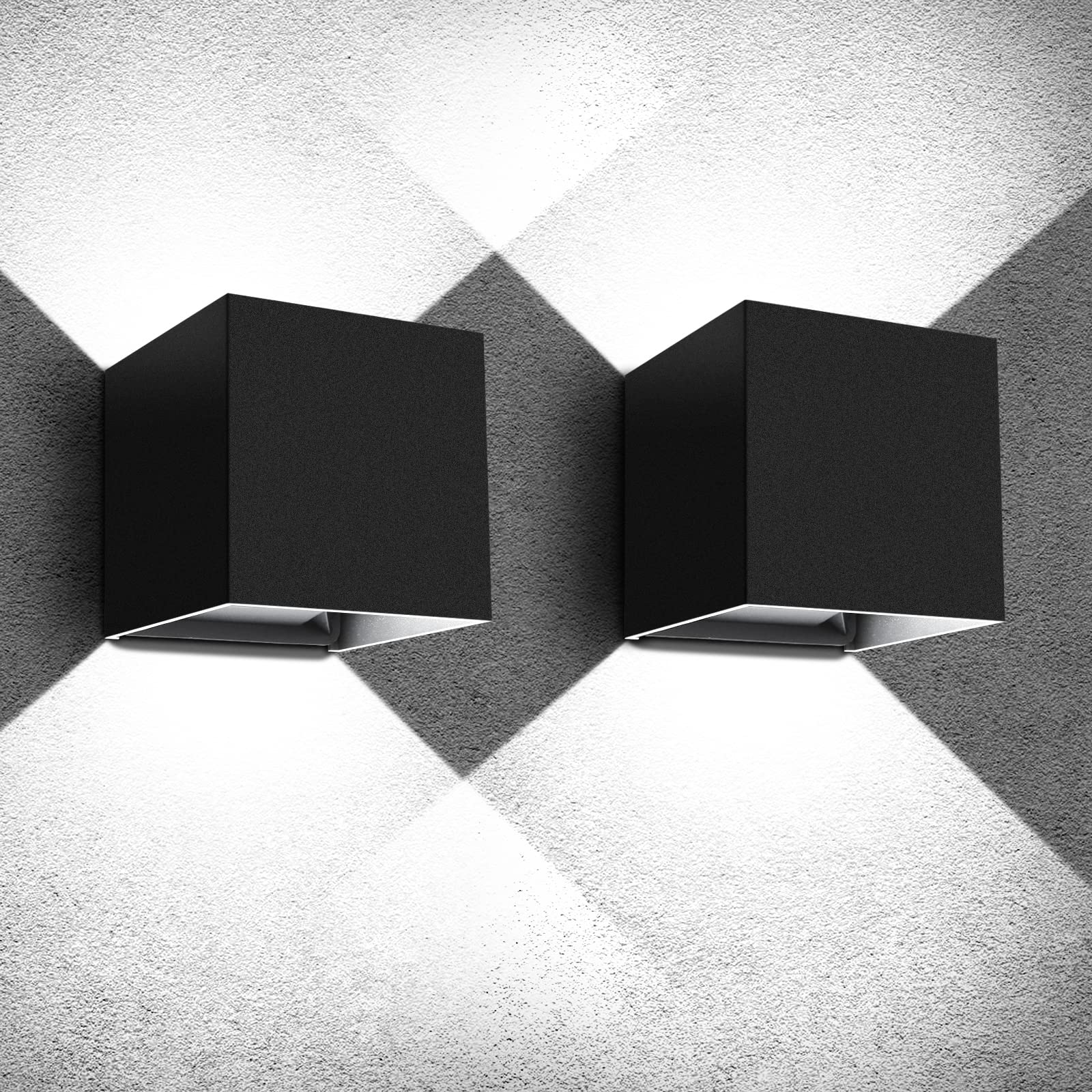 Photo 1 of Juyace 20W 6000K LED Sconce Wall Up and Down Exterior Lighting hardwire No photocells Light Fixtures with Angle-Adjustable Square 4.7" IP65 Waterproof for Porch Patio 2 Pack