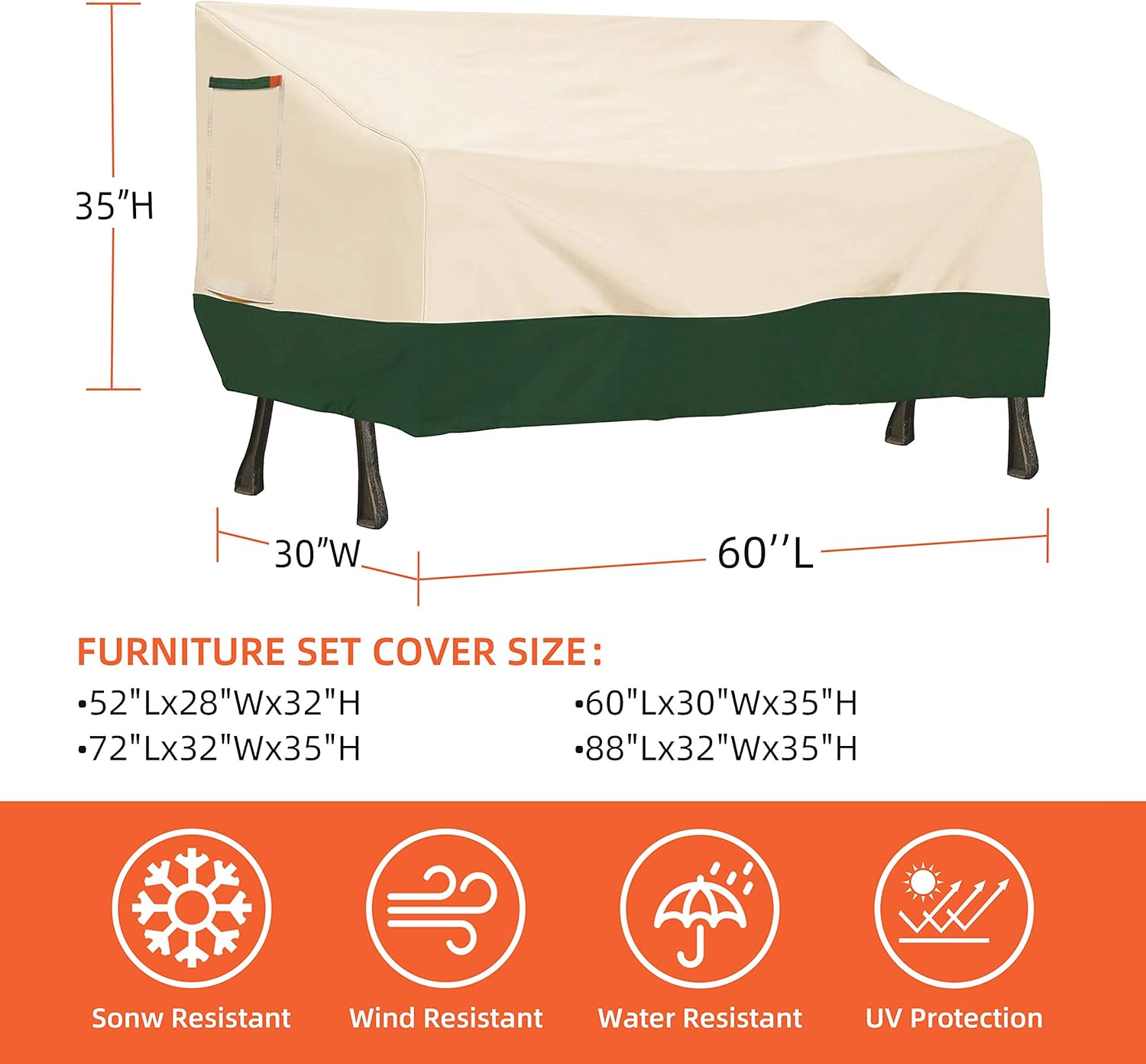 Umbrauto Outdoor Bench Cover 600D Oxford Heavy Duty Durable and Waterproof Outdoor Lawn Patio Furniture Covers Bench Protectors: Kitchen & Dining
