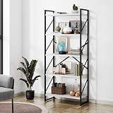 Shintenchi 5 Tiers Bookshelf, Classically Tall Bookcase Shelf,Industrial Book Rack,Modern Book Holder in Bedroom/Living Room/Office, Storage Rack Shelves for Books/Movies,11.8" Dx23.6 Wx62.2 H,White